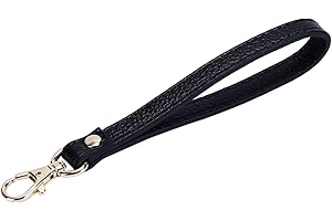 VanEnjoy Genuine Leather Keychain Wristlet Keychain Strap for Wallet Purse Clutch Cellphone Wristlet Key(Black)