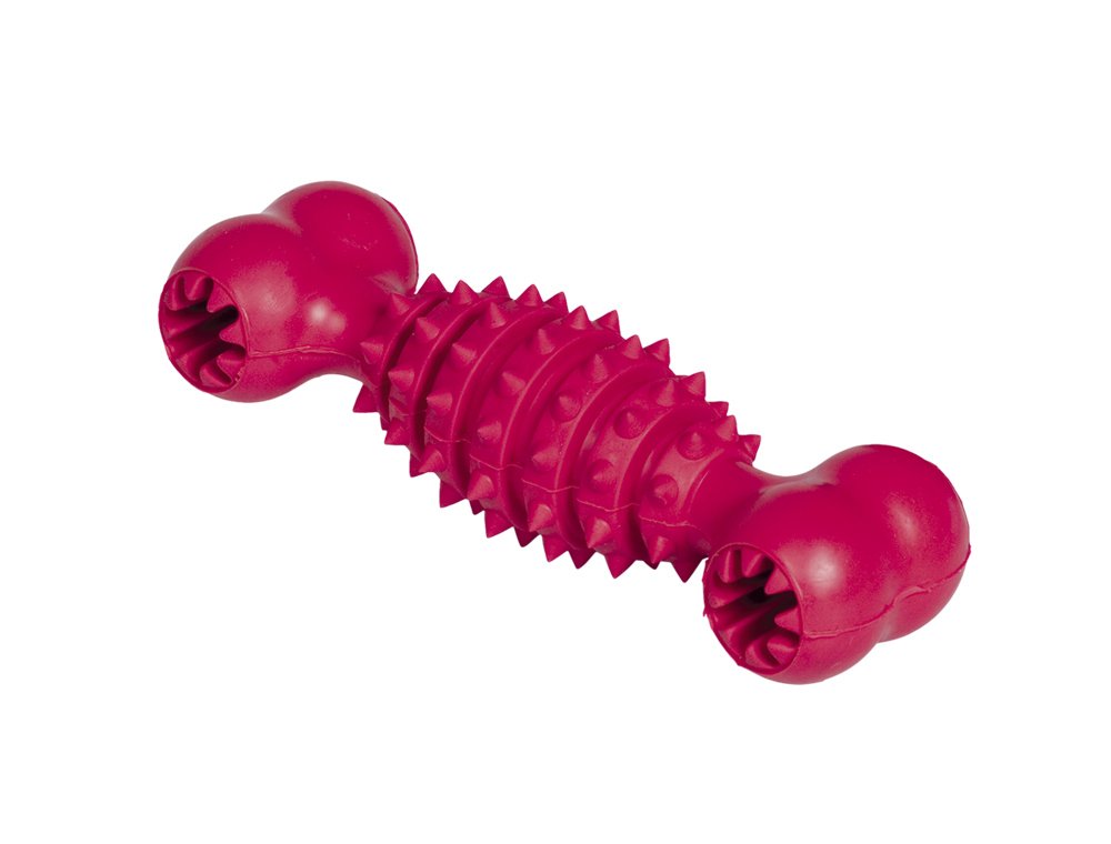 Nobby Rubber Bone Dog Toy 17.5cm - Red - Treat Dispenser Chew Toy for Dental Care, Throw & Fetch Play