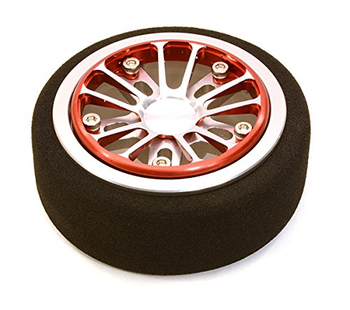 Integy RC Model Hop-ups C26896REDSILVER Billet Machined Aluminum T2 Steering Wheel for Futaba 4PX Radio