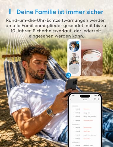 Meross Matte Smoke Detector Connected with MSH450 Hub, Smart Fire Alarm with App Alarm, Red LED Escape Light, WiFi Smoke Alarm with Apple Home, Alexa, Home Assistant, EN14604 Compliant, Set of 6