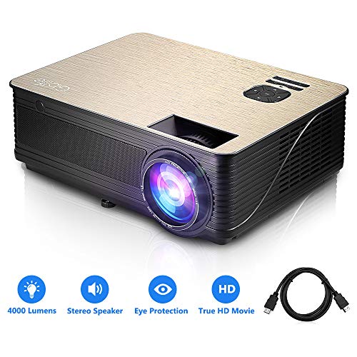 GBlife Mini Portable Video Projector – 4000 Lumens 1080P HD LCD Home Business Projector, Compatible with TV Stick, PS4, HDMI, VGA and USB for Movies, Sports and Video Games, PPT(Black Gold)