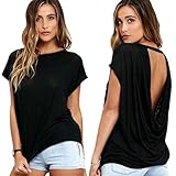 START 2016 Women Casual Soft Loose Batwing Sleeve Backless Shirt