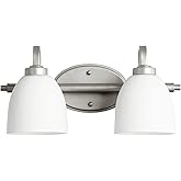 Quorum 5060-2-64 Transitional Two Light Vanity from Reyes Collection in Pewter, Nickel, Silver Finish,Classic Nickel