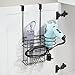 mDesign Metal Bathroom 2 Section Storage Tool Organizer Basket Tray - Hang Over Cabinet Door - Storage for Hair Dryer, Straightener, Curling Iron, Styling Products - Concerto Collection - Matte Black