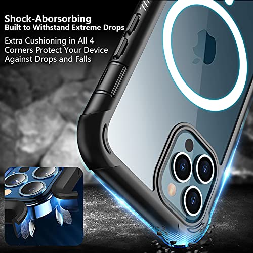 Redpepper for iPhone 12 Pro Max Case with Built-in Screen Protector,Compatible with Magsafe Full Body Heavy Duty Shockproof Case for iPhone 12 Pro Max-6.7inch (Black)
