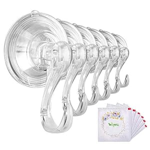 VIS'V Suction Cup Hooks, Small Clear Heavy Duty Vacuum Suction Hooks with Wipes Removable Strong Window Glass Door…