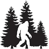 2 PCS Bigfoot Forest Scene Waterproof Vinyl DecaI Black Silhouette Stickers for Car Wall Laptop Removable Decorative Decals A-159