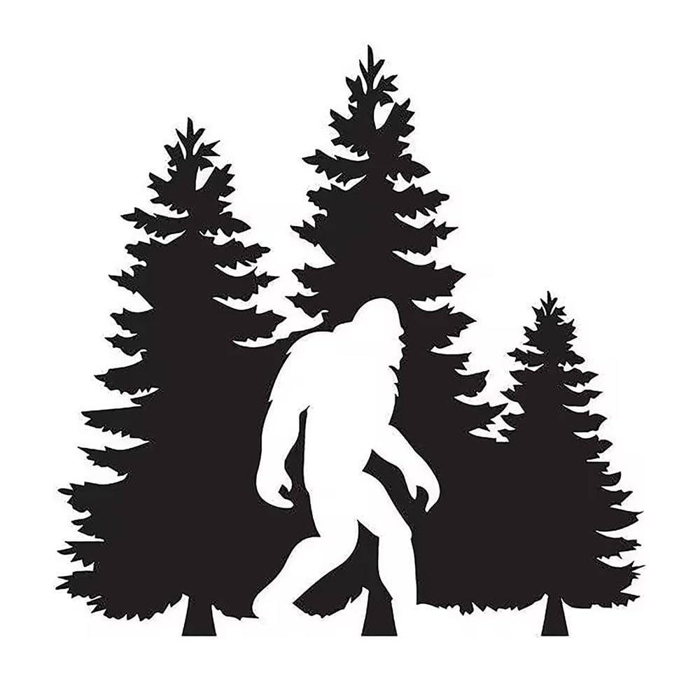 Photo 1 of 2 PCS Bigfoot Forest Scene Waterproof Vinyl DecaI Black Silhouette Stickers for Car Wall Laptop Removable Decorative Decals A-159