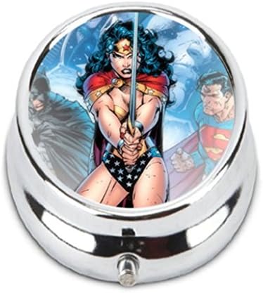 Turui Wonder Woman Custom Fashion HOT Round Pill Box stainless steel Useful Medicine Organizer Box Gift