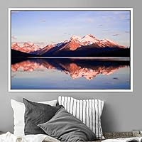 Framed Canvas Wall Art Calming Waters Aerial Cool Lake Landscape Multicolor Photography Realism Relax/Calm - 16x24 inches