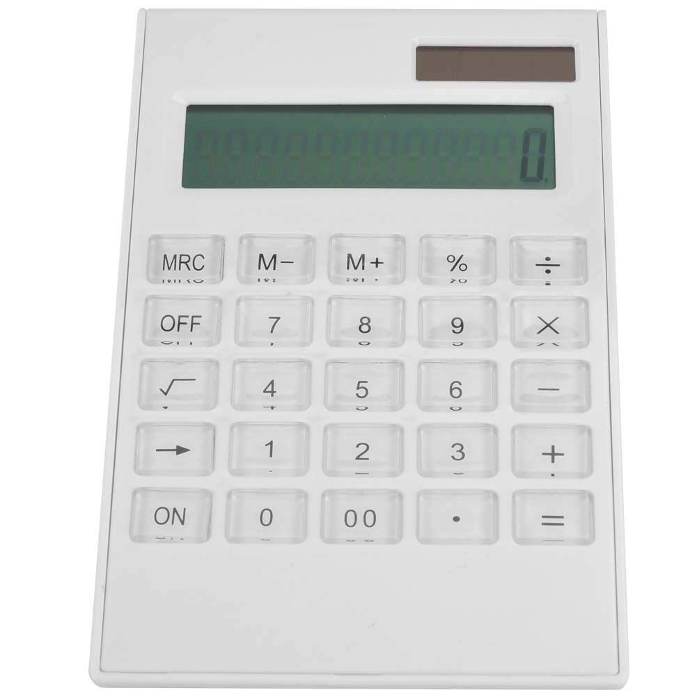 White Dual Powered Calculator, Calculators, with Crystal Button Durable for Students Desk