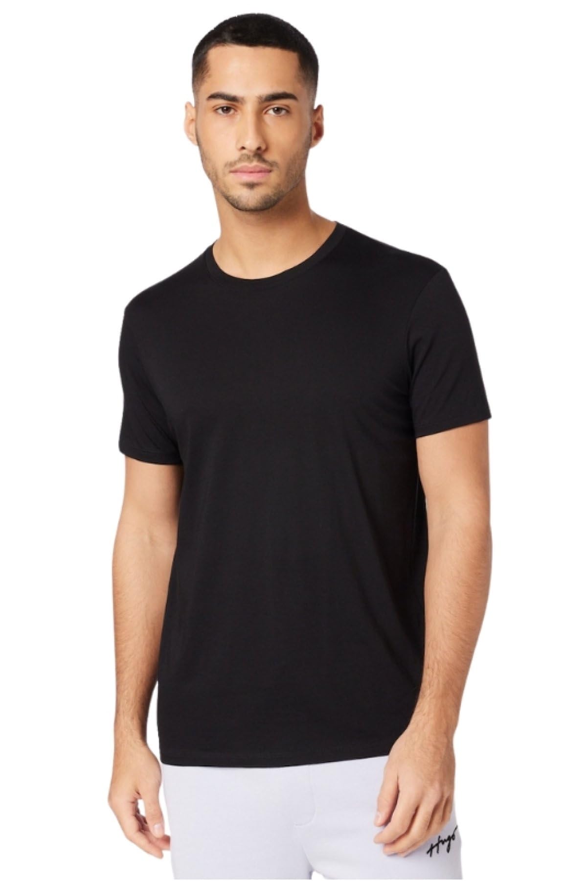 Photo 1 of A|X ARMANI EXCHANGE Men's Solid Colored Basic Pima Crew Neck, Black, Small