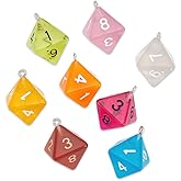 CRAFTYMELODY 22Pcs Lucky Dice Pendants Transparent Resin Dice Charms Faceted Dices Beads Charm Mixed Colors Dices Hanging Ornament with Platinum Iron Ring for Earring Bracelet Necklace Jewelry Making