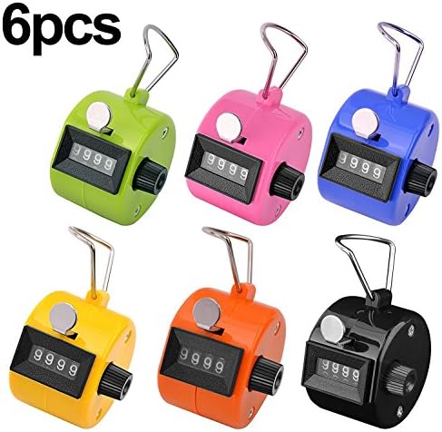 kiwilife 6PCS Mechanical Manual Palm Clicker Click 4 Digit Hand Tally Counter Count Number for Sport Stadium Coach Casino and Other Event