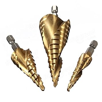 Generic Db-S1 3Pcs Hss Spiral Grooved Step Drill Bit 4-12/4-20/4-32