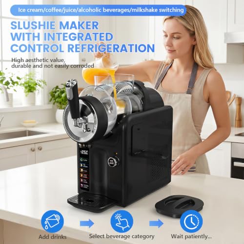 Slush Granita Machine, 2L Ice Slush Machine with LED Display, 6-in-1 Slush Machine for making ice cream, smoothies, milkshakes, cocktails and margaritas