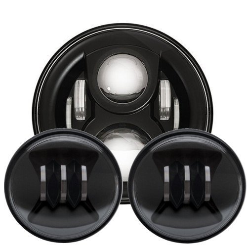 Eagle Lights 7" Black Round LED Headlight Kit 8700G2 Gen II Daymaker with Gen II Passing Lamps