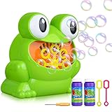 Bubble Machine, Automatic Frog Bubble Blower Machine Make Over 500 Bubbles per Minute for Kids Birthday Party, Wedding, Indoor and Outdoor Games, 2 Bottles 4.2 Fl Ounce Bubble Solution Included