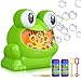 Bubble Machine, Automatic Frog Bubble Blower Machine Make Over 500 Bubbles per Minute for Kids Birthday Party, Wedding, Indoor and Outdoor Games, 2 Bottles 4.2 Fl Ounce Bubble Solution Included