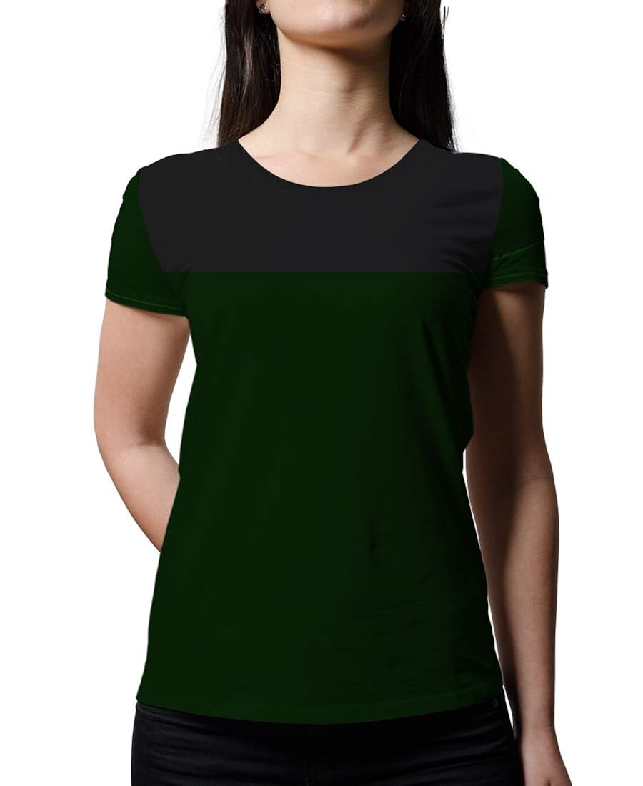 Buy Stillvoll Women Round Neck Double Color Half Sleeve T Shirt Front