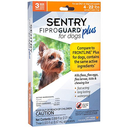 SENTRY Fiproguard Plus Flea and Tick Topcial for Dogs, 4-22 lbs, 3 Month Supply - Thumbnail 2