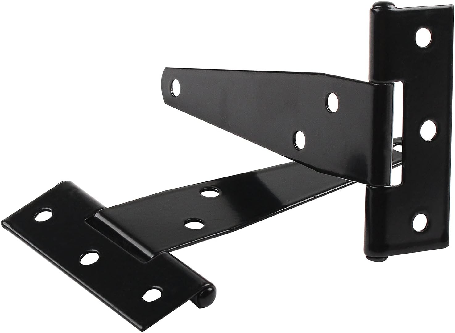 TamBee Gate Hinges Heavy Duty Shed Hinges T Hinges Black Metal Strap Tee Hinges for Wooden Barn Gates Shed Doors Fence Hinges 6PCS (99mm/4inch) - Image 4