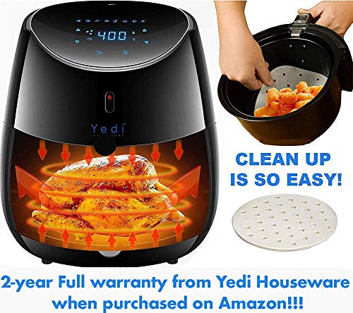 Yedi Total Package Air Fryer XL, 5.8 Quart, Deluxe Accessory Kit, Recipes, Black