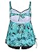 Hilor Womens Tummy Control Modest Swimwear Plus Size Flowy Swimsuits with Shorts Vintage Two Piece Bathing Suits Swirl Green 16