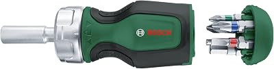 Bosch Stubby Ratchet Screwdriver with 6 Bits 50 Nm Magnetic Bit Holder