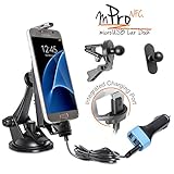 iBOLT mProNFC Combo Car Dock / Mount for Android phones- 3 mounts (suction cup mount, vent mount , and mini mount), a 2m microUSB Cable, and a 3.1 Amp triple USB port car charger- Galaxy S6 / S7