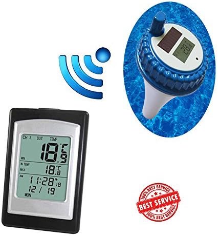Wireless Pool Thermometer, UKINDA Floating Solar Rechargeable Thermometer for Pool, Spa, bathtub, fishpond. (black)