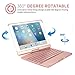 iPad Keyboard Case Dingrich 360 Degree Rotating Full Angle Smart Keyboard Case 7 Color Backlight Auto Sleep Wake up Function iPad Air/iPad Air 2/iPad Pro 9.7/iPad 9.7 5th Gen (Rose Gold)