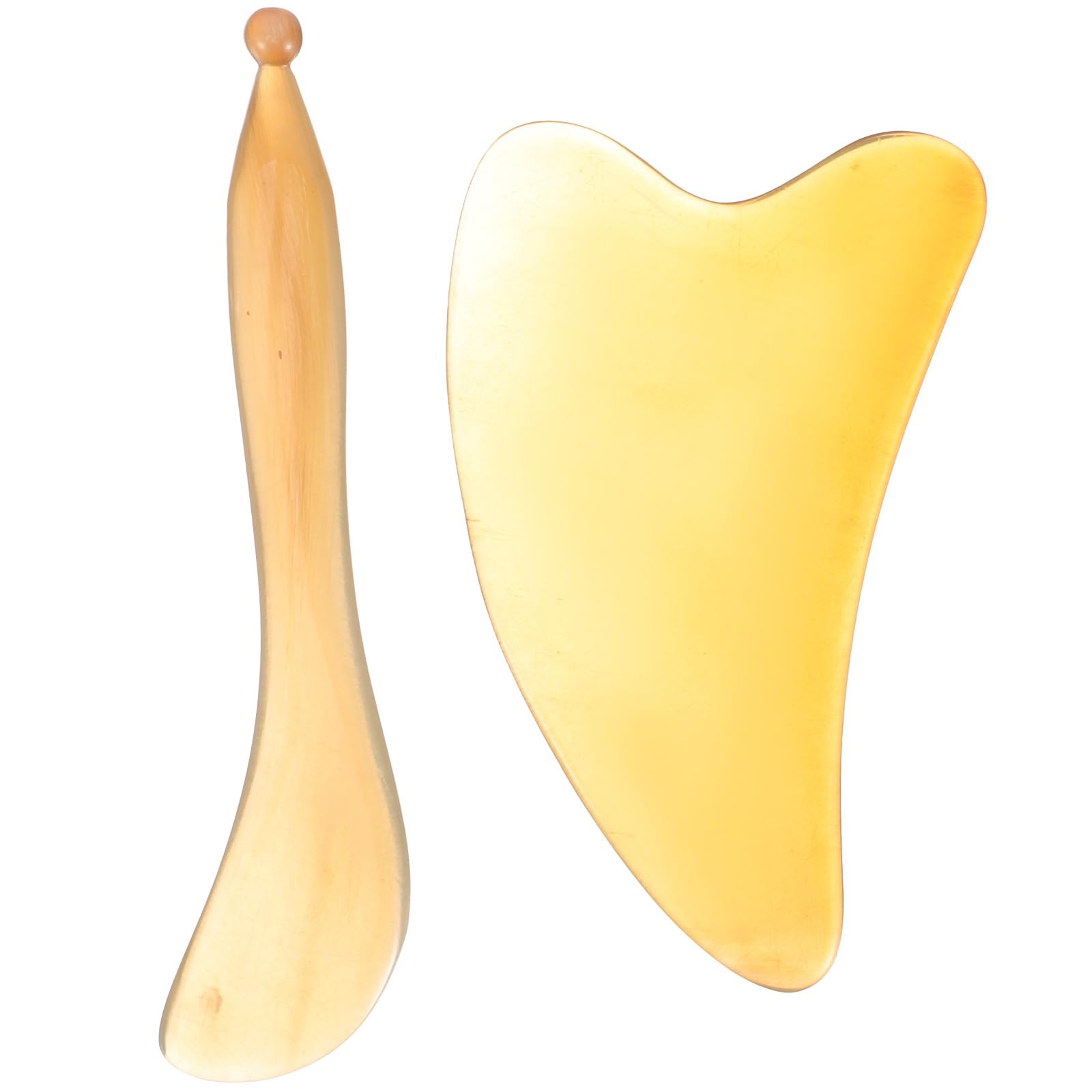 Ciieeo Horn Scraping Board Set 2Pcs Massage Plates for Facial Guasha Therapy Blood Circulation Relaxation 5.12In Durable Natural Horn Tools