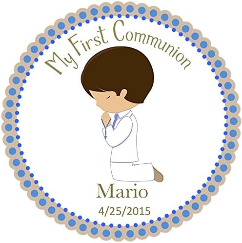 40 Round Labels 2" First Communion Personalized Easter Stickers, Christening Custom Hang tags, Holy Communion Labels, Party Favors-Choice Of Size