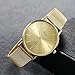 Men's Luxury Gold Tone Simple Design Japan Quartz Watch with Adjustable Milanese Loop Woven Stainless Steel Mesh Band