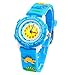 Jian Ya Na Lovely Cartoon Children Watch,Silicone Strap Digital Round Quartz Wristwatches for Girls Boys Kids (Blue (dinosaur))