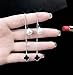 Sterling Silver Plated Beads Sided Black Onyx Four Clover Charm With Imitation Pearls Long Tassel Dangle Earrings
