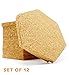 Super Absorbent Coasters for Kitchen Table, Cork Coasters for Drinks, Cup Coasters for Stain-Free Surfaces, Set of 12, Hexagon
