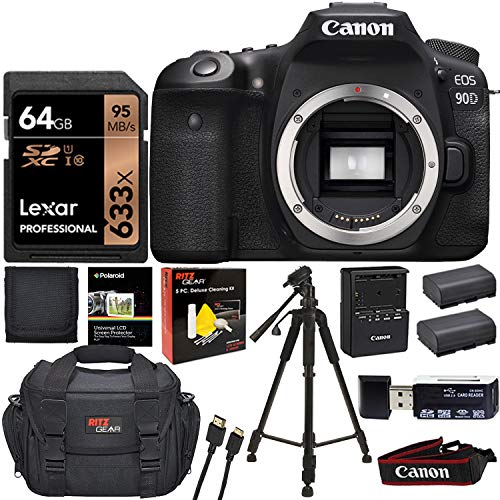 Canon EOS 90D DSLR Camera Body (3616C002), 4K Video, with Lexar 64GB U3