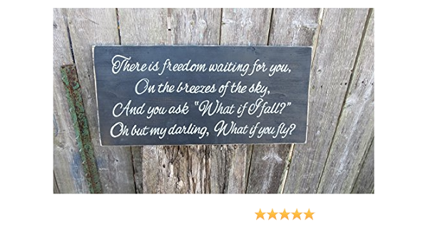 Amazon Com Hand Painted What If I Fall Oh My Darling What If You Fly Wood Sign Customize Colors Graduation Nursery Inspirational Made By Black Dog Sign Handmade Products