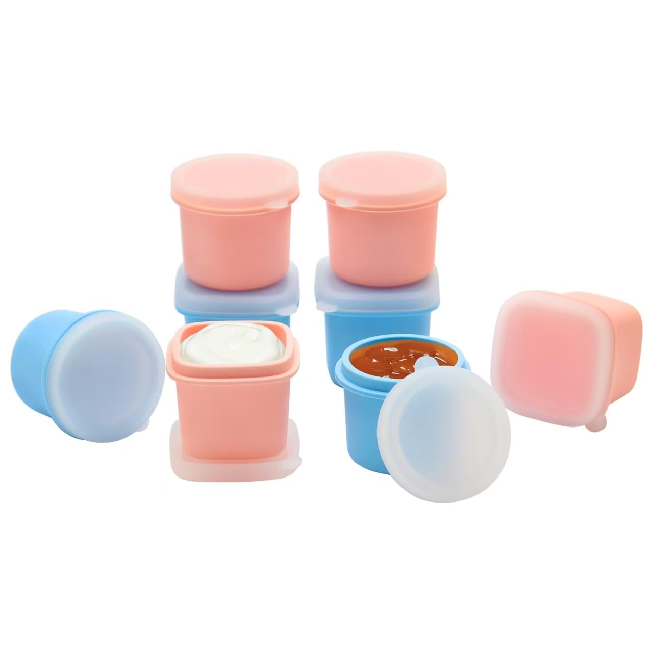 Photo 1 of emolife 2oz Mini Silicone Salad Dressing To Go Containers, 8 Pack Reusable Sauce Cups with Leakproof Lids for Lunch Bento Boxes, Picnics, Travel