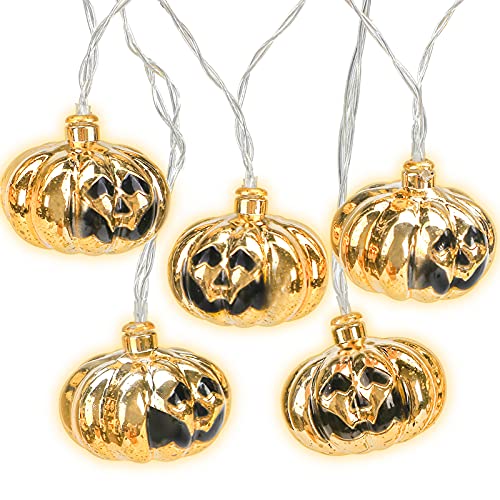 VGOODALL 3D Pumpkin String Lights, 10ft 30 LED Battery Powered Lights with 8 Flicker Modes Remote Control for Halloween, Thanksgiving and DIY Home Mantel Decoration
