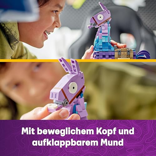 LEGO Fortnite Vorratslama Spielzeug - Spielfigur zum Bauen & Sammeln aus Videospiel - Zubehör wie Schlürfsaft - Gaming Spielset - Gamer Geschenk für Jungen, Mädchen und Teenager ab 12 Jahren - 77071