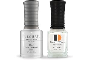 LeChat - Perfect Match Gel Polish - Flawless White - White with Cream Finish - (0.5 Ounce) - Easy Application - Soak Off Formula