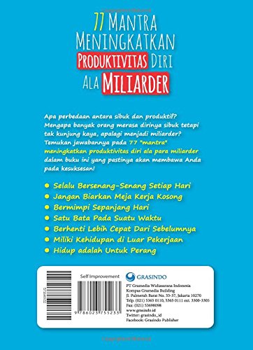 77 Mantra Meningkatkan Produktivitas Diri Ala Miliarder Indonesian Edition Pratiwi Erlita 9786023755233 Amazon Com Books