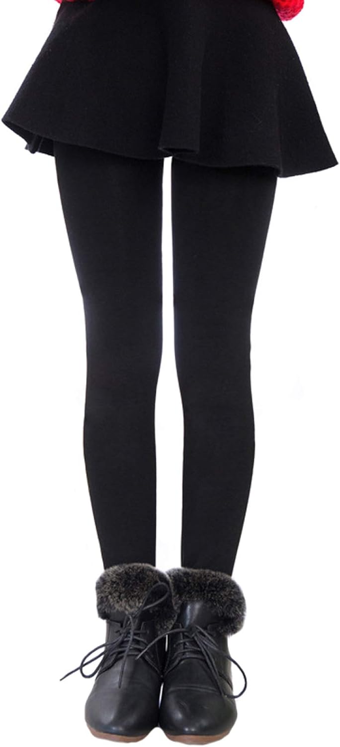 Govc Girls Winter Warm Fleece Lined Elastic Waist Velvet Stretchy Thick Leggings: Clothing