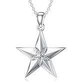 LWXIE Diamond Star Necklace for Women 925 Sterling Silver Pentagram Necklace With Lab Grown Diamond Gifts for Birthday Christmas Day