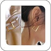 Yheakne Vintage Square Hoop Earrings Hollow Square Earrings Gold Chunky Square Hoops Earrings Exaggerated Geometric Stud Earrings Jewellery for Women
