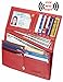 Men's/Women's Genuine Leather RFID Secured Ultra Slim and Spacious Bifold Wallet Purse Clutch - 11 Slots (7.3’’ X 3.5’’ X 0.5’’, Red)