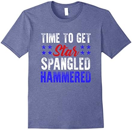 Mens Star Spangled Hammered Funny Patriotic Shirt for a Party Large Heather Blue